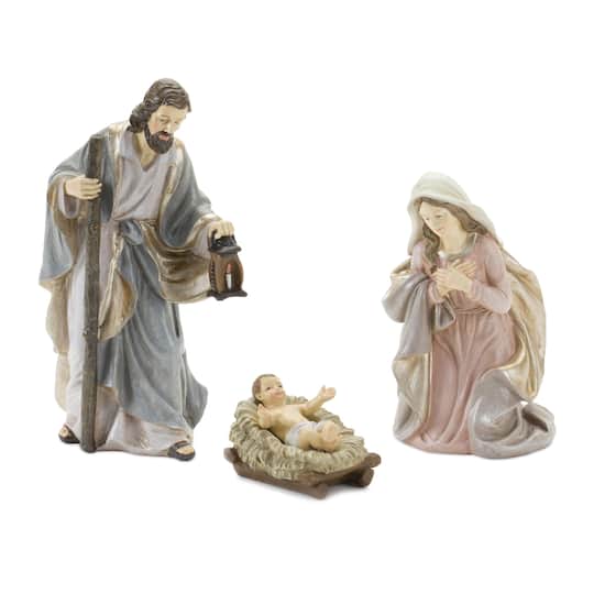 Gold Finished Holy Family Nativity Figurines Set